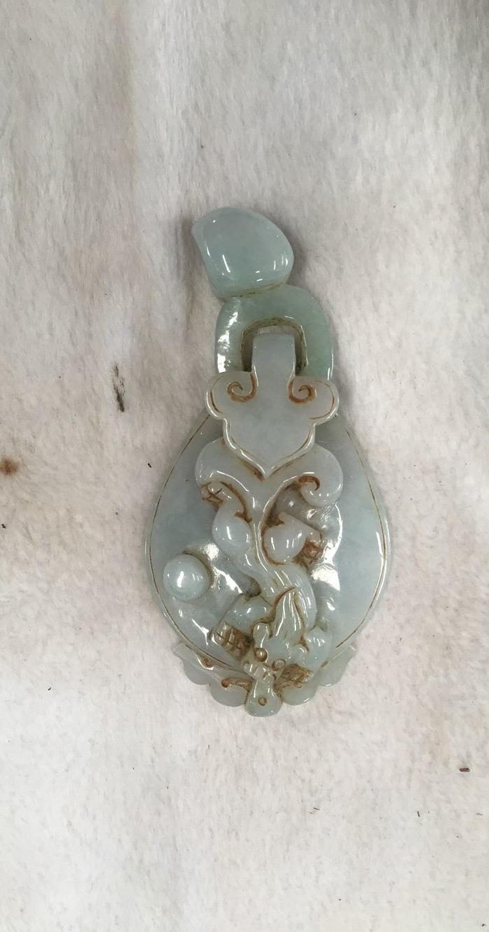 老天然翡翠挂件 草龙 寓意招财辟邪