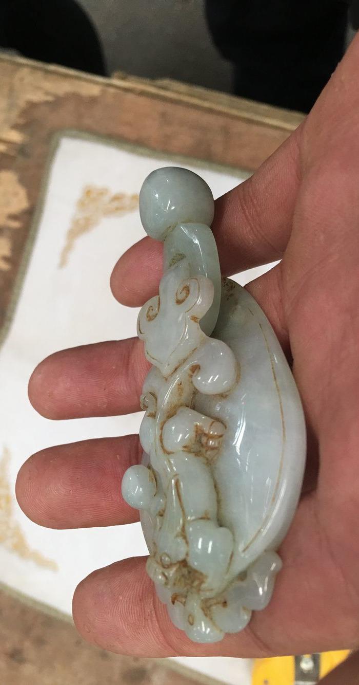 老天然翡翠挂件 草龙 寓意招财辟邪