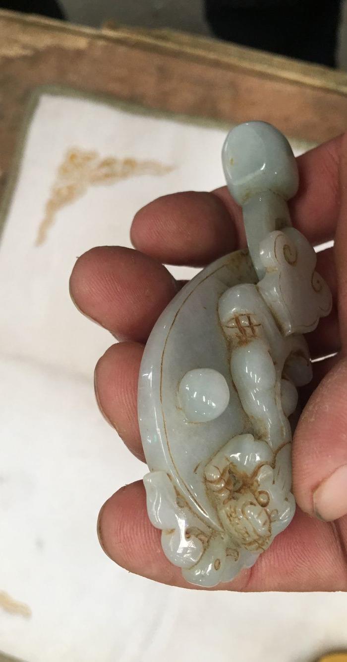 老天然翡翠挂件 草龙 寓意招财辟邪