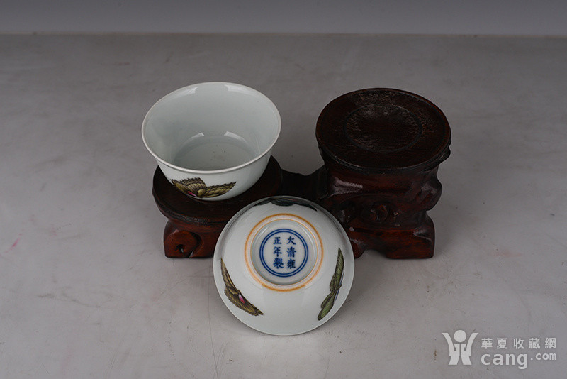 清雍正粉彩三秋蝴蝶杯 古玩古董古瓷器