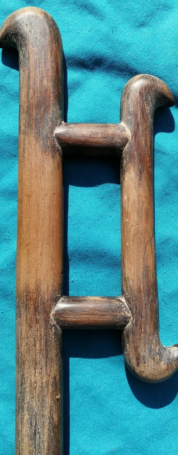 清代木雕练武用的古代兵器钩戟一对用于镇宅避