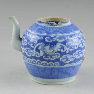 18519清代福在眼前茶壶青花瓷景德镇老瓷器包