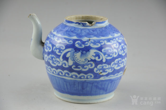 18519清代福在眼前茶壶青花瓷景德镇老瓷器包