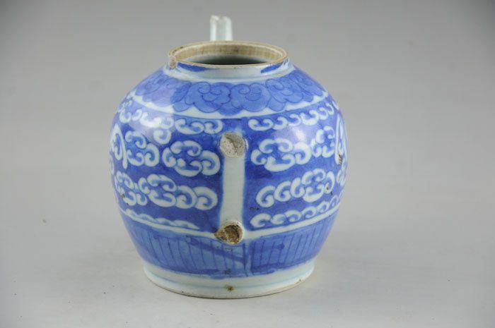 18519清代福在眼前茶壶青花瓷景德镇老瓷器包