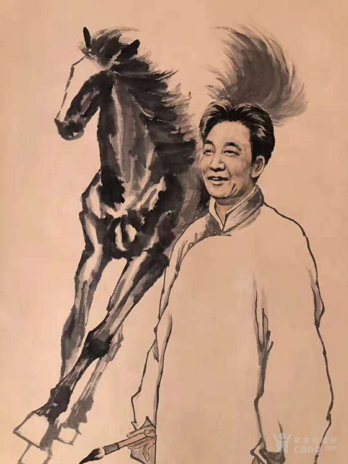 杨之光 四尺立轴 人物 徐悲鸿先生画像