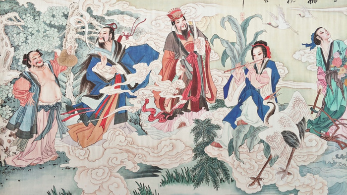 八仙过海 长卷老字画 81x410厘米