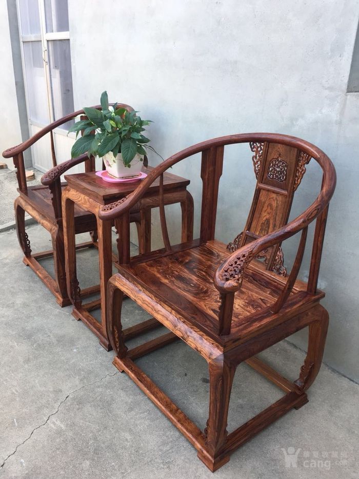 花梨木家具王,座面独板圈椅花纹顺义全盛图片