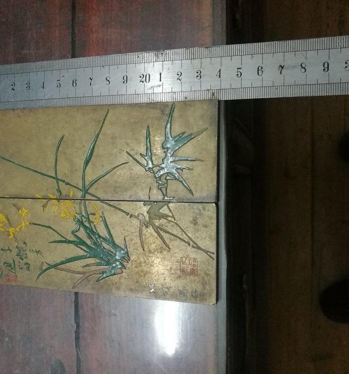 北京艺海郑板桥诗竹铜镇纸一对