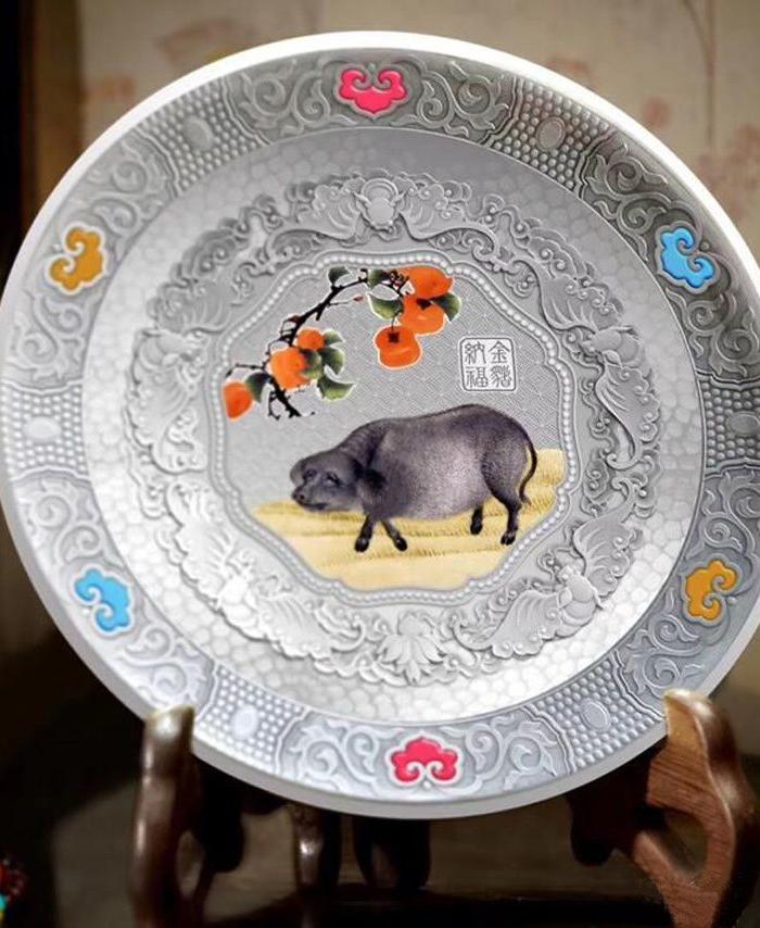 故宫生肖贺岁500g金猪纳福银盘 发行2000套