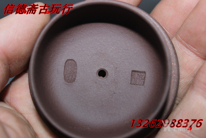 宜兴原矿紫砂鸿运当头 三足壶 徐汉棠款紫砂壶
