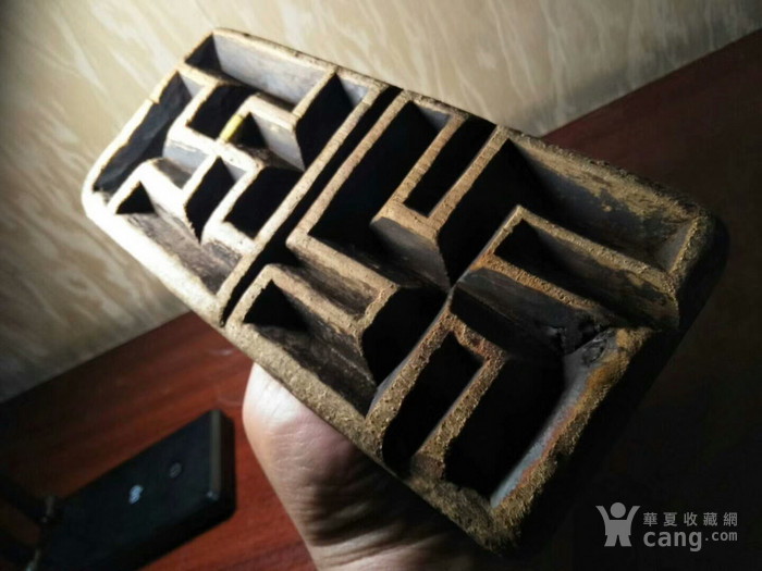 清代,佛教卍字纹,老木雕印板