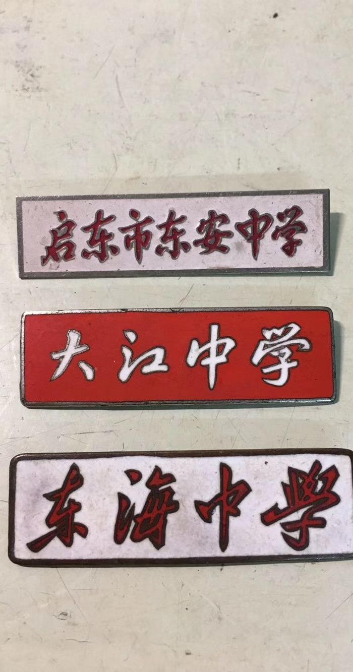 启东东海 大江 东安中学校徽3枚