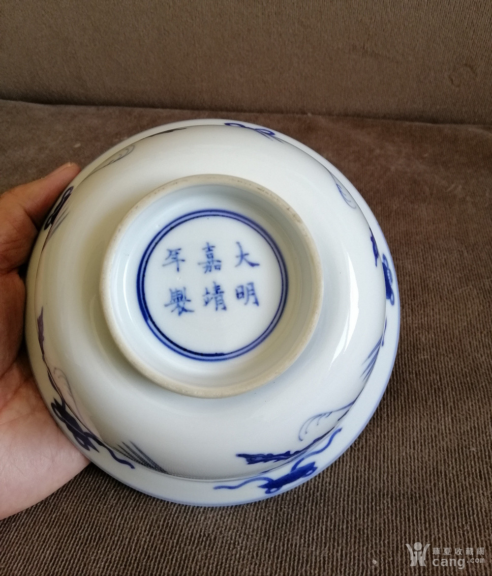 仿古工艺品 瓷器 清康熙 大明嘉靖年制款 青花五凤图折沿碗