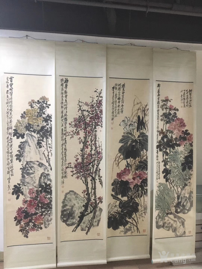 吴昌硕春夏秋冬四条屏