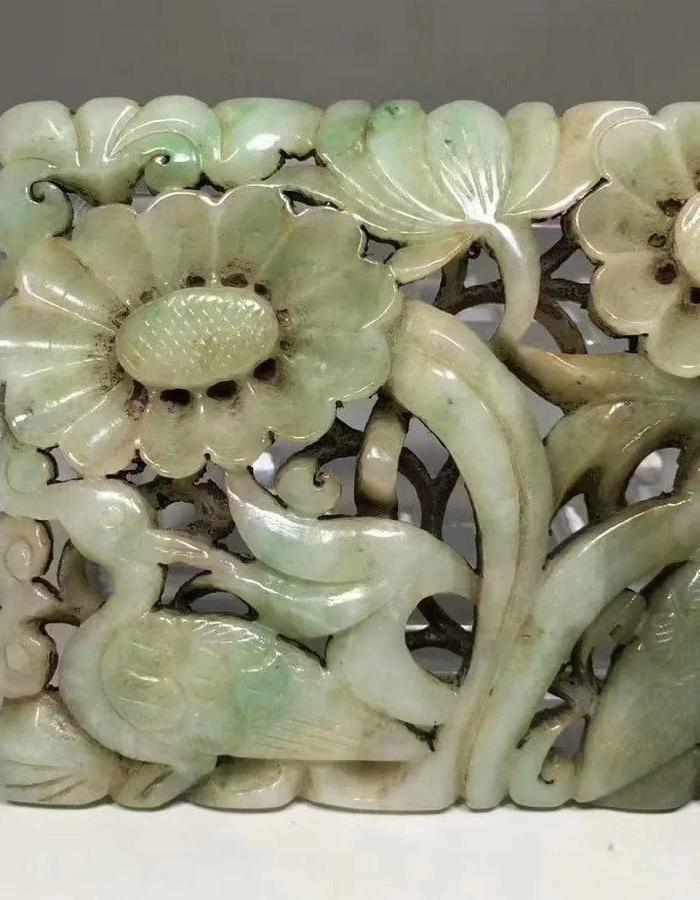 翡翠仙鹤戏莲enly5.8x8x0.8厘米77克