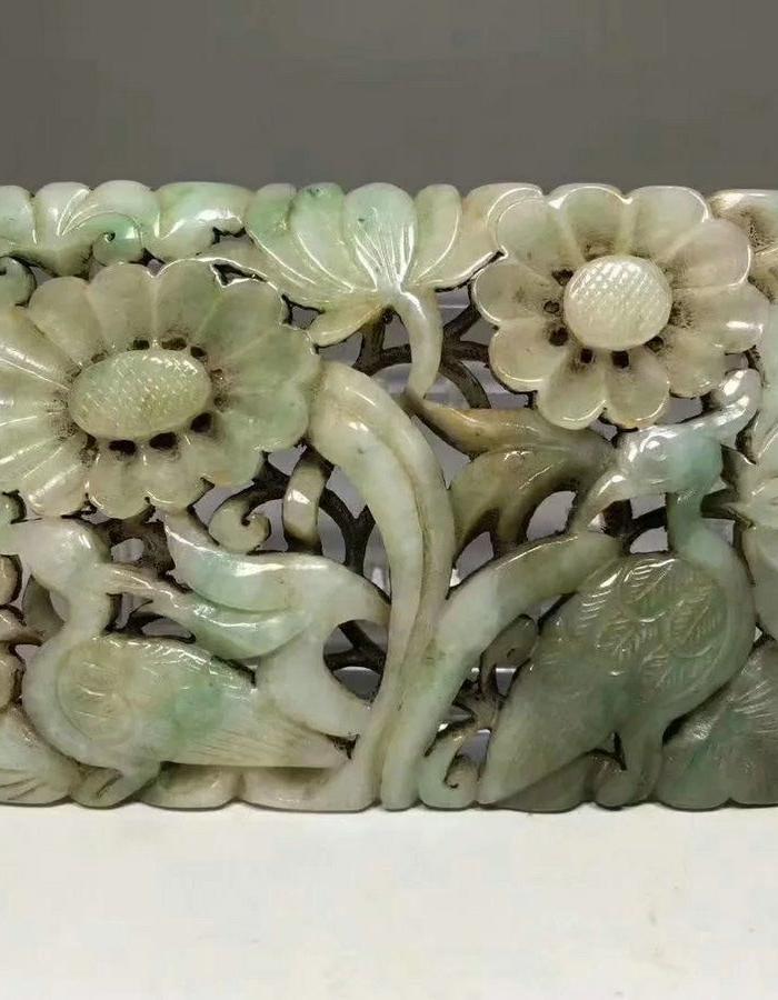 翡翠仙鹤戏莲enly5.8x8x0.8厘米77克