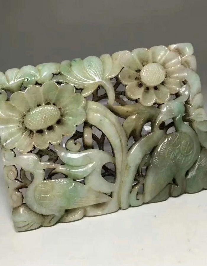 翡翠仙鹤戏莲enly5.8x8x0.8厘米77克