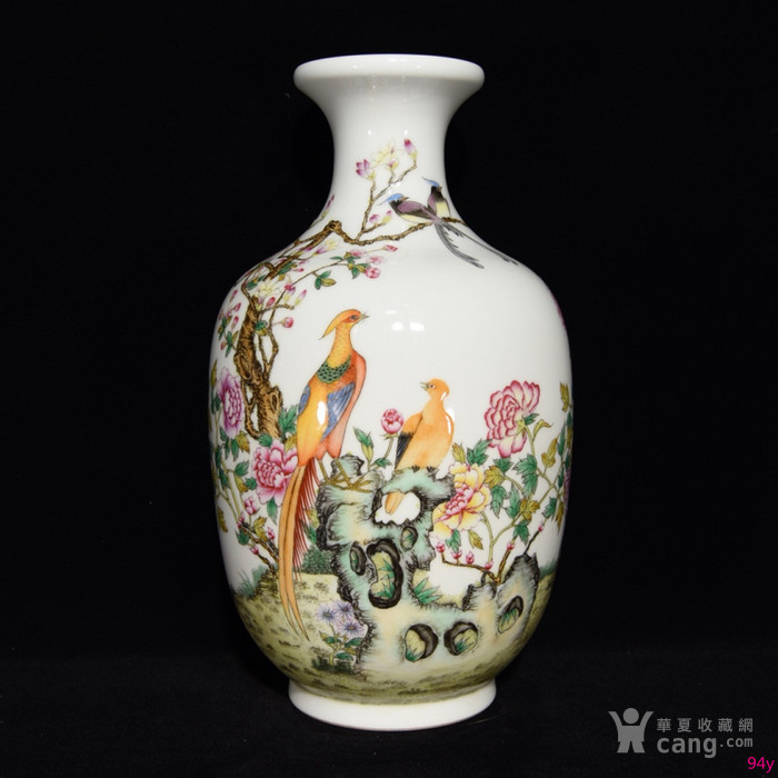 瓷器清雍正珐琅彩锦鸡牡丹纹瓶
