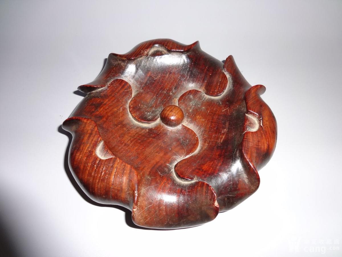 清 黄花梨荷叶整木大底座