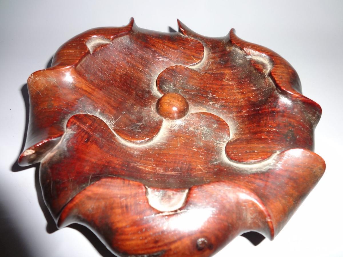 清 黄花梨荷叶整木大底座