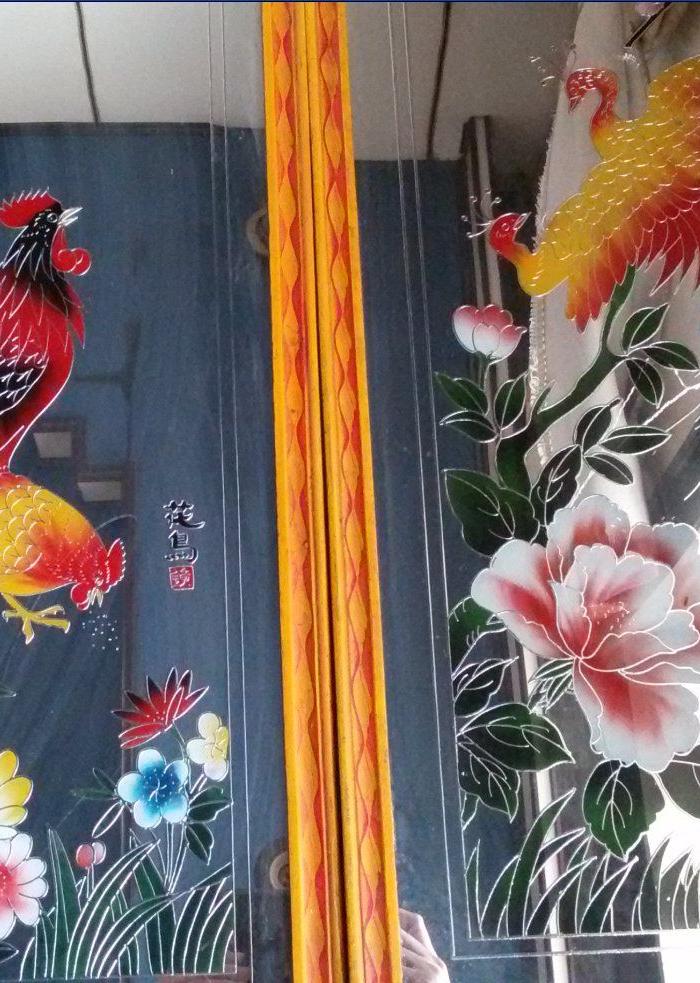 四扇屏花鸟挂镜