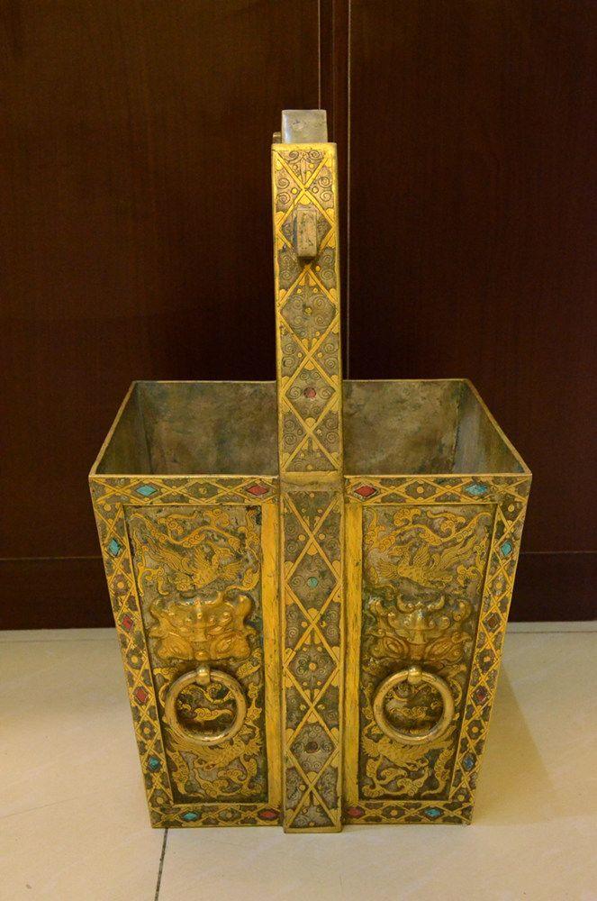 * 龙凤纹鎏金 金斗