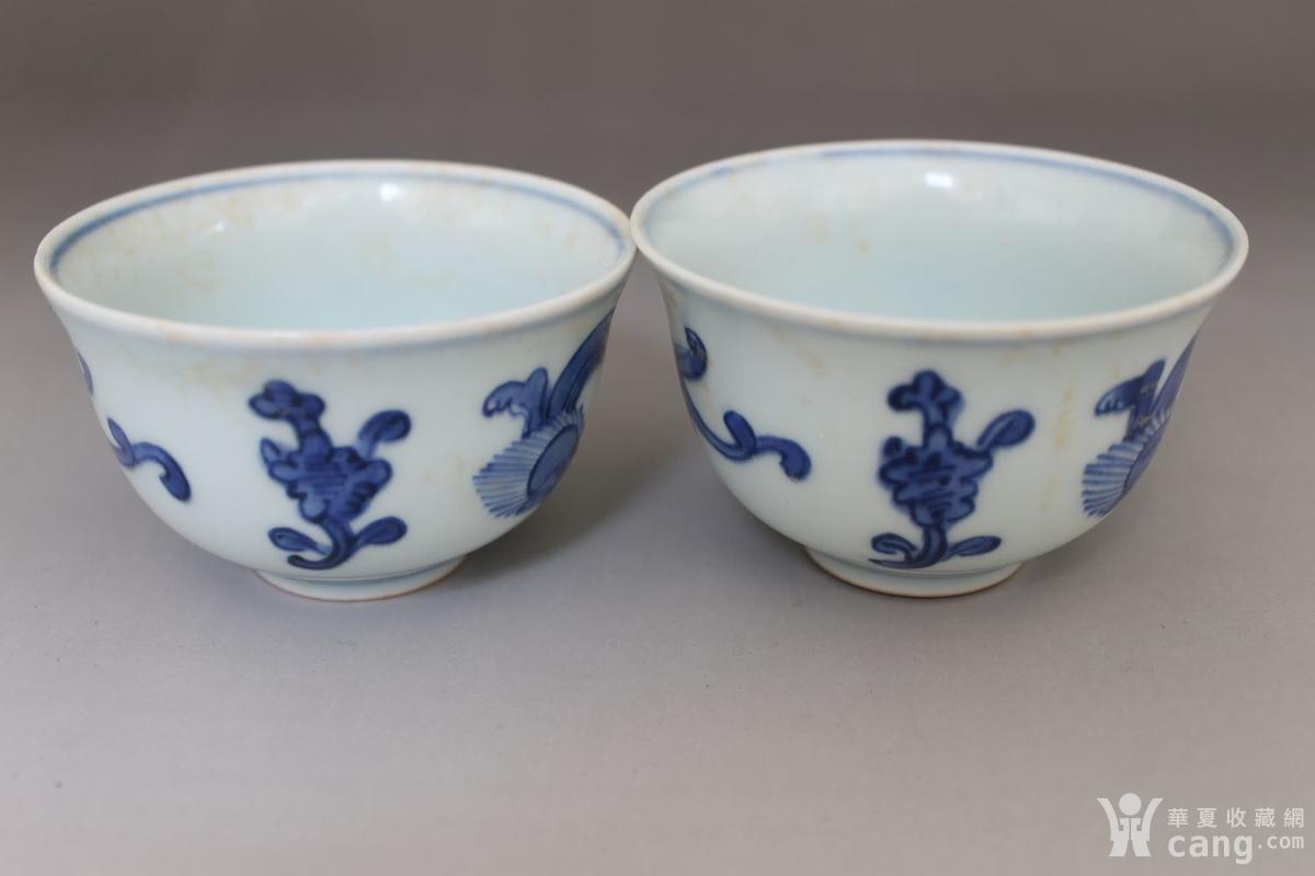 明代万福攸同款青花小杯一对