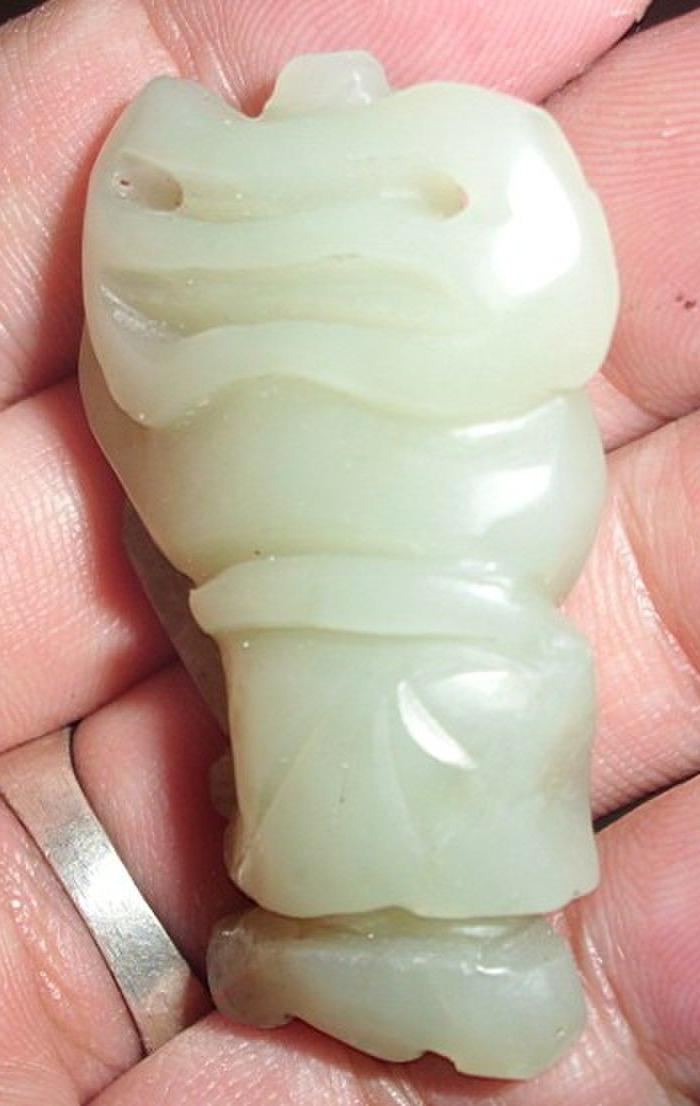 明清老和田玉砣工老如意童子