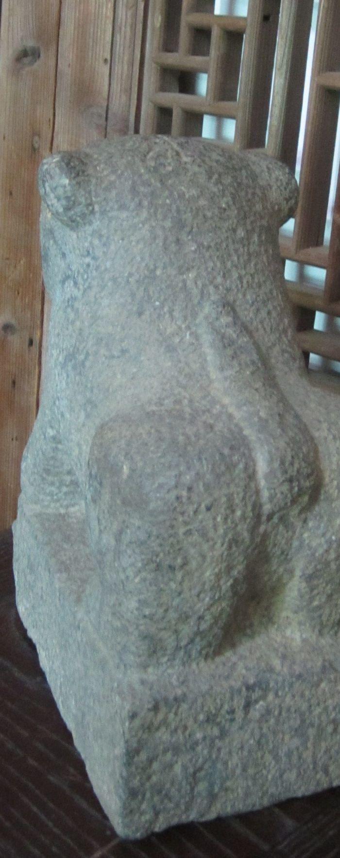 古玩收藏 清代石雕石敢当 四不像 天狗 可爱憨厚 包老完整