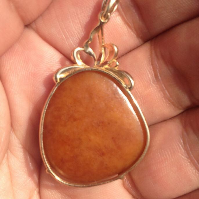 6克完美黄沁原籽包金 新疆和田玉黄沁籽料 保真