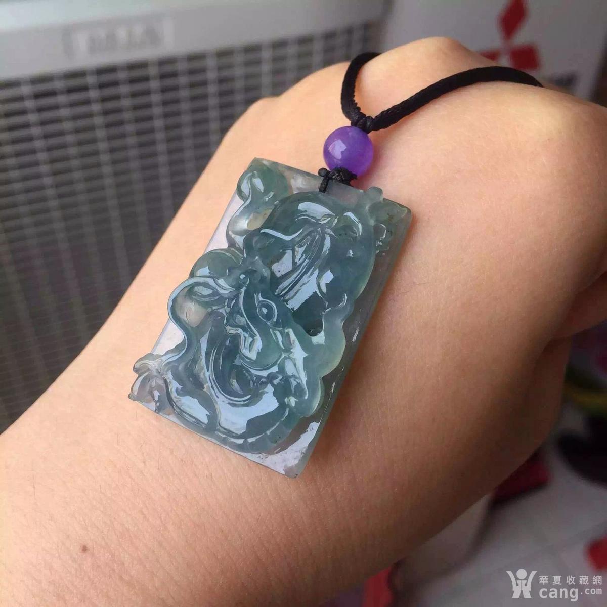 天然a货翡翠蓝色霸气龙牌