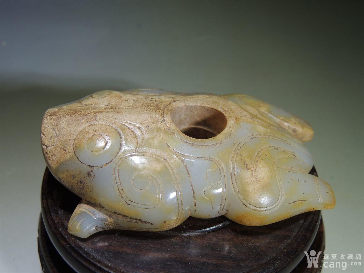 古玉老玉/和田青白玉圆雕/精美大气的西周玉蛙