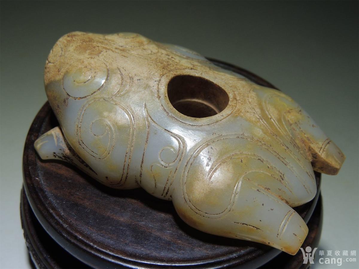 古玉老玉/和田青白玉圆雕/精美大气的西周玉蛙