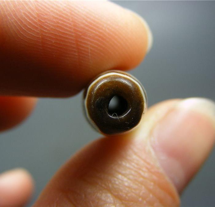 好物件 民国左右老三眼料器大长天珠一枚(老包浆 老孔道)