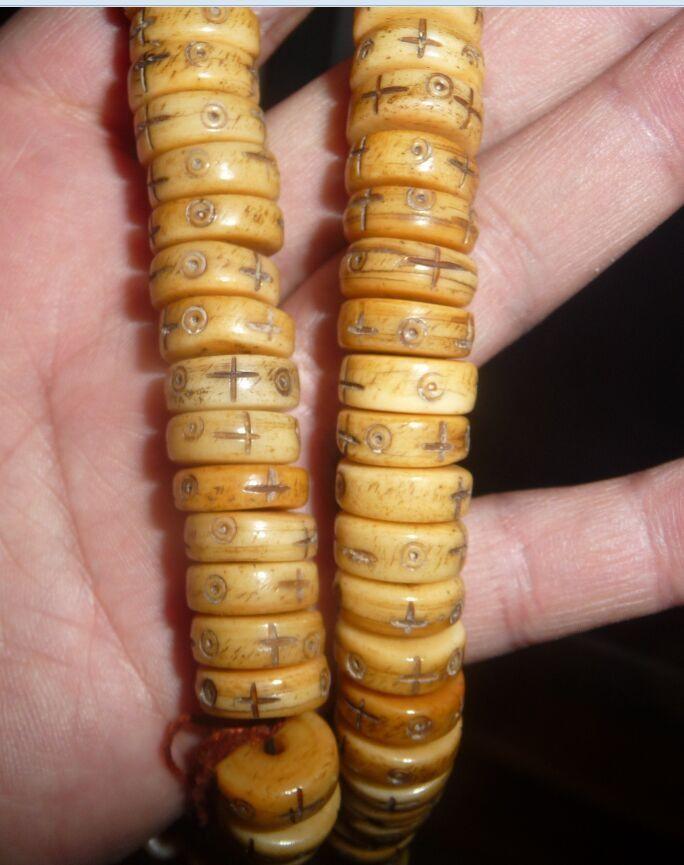 狼骨刻有六字真言的108老佛珠