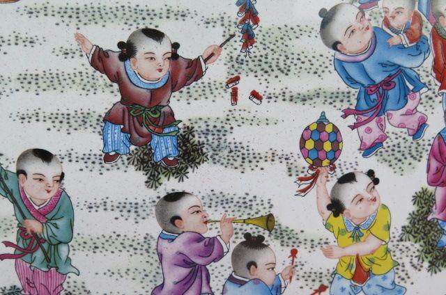 王大凡百子图瓷板画