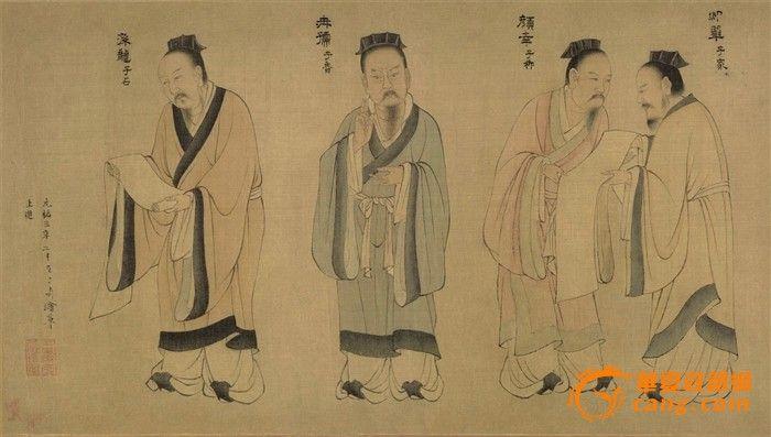 阎立本孔子跟徒弟画长卷