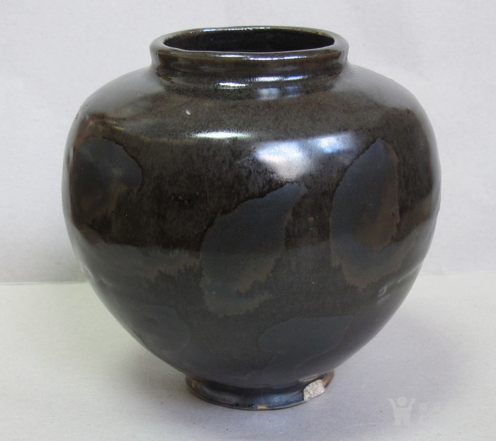 *黑釉蝌蚪纹鸡心小罐【大开门好器形】