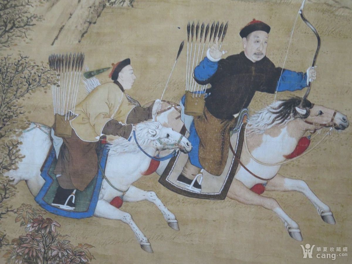 清代画家董浩狩猎图立轴