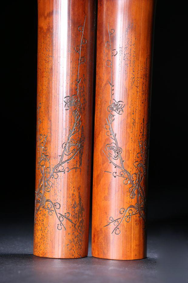 梅花臂搁 镇纸 一对_竹雕 梅花臂搁 镇纸 一对价格_竹雕 梅花臂搁