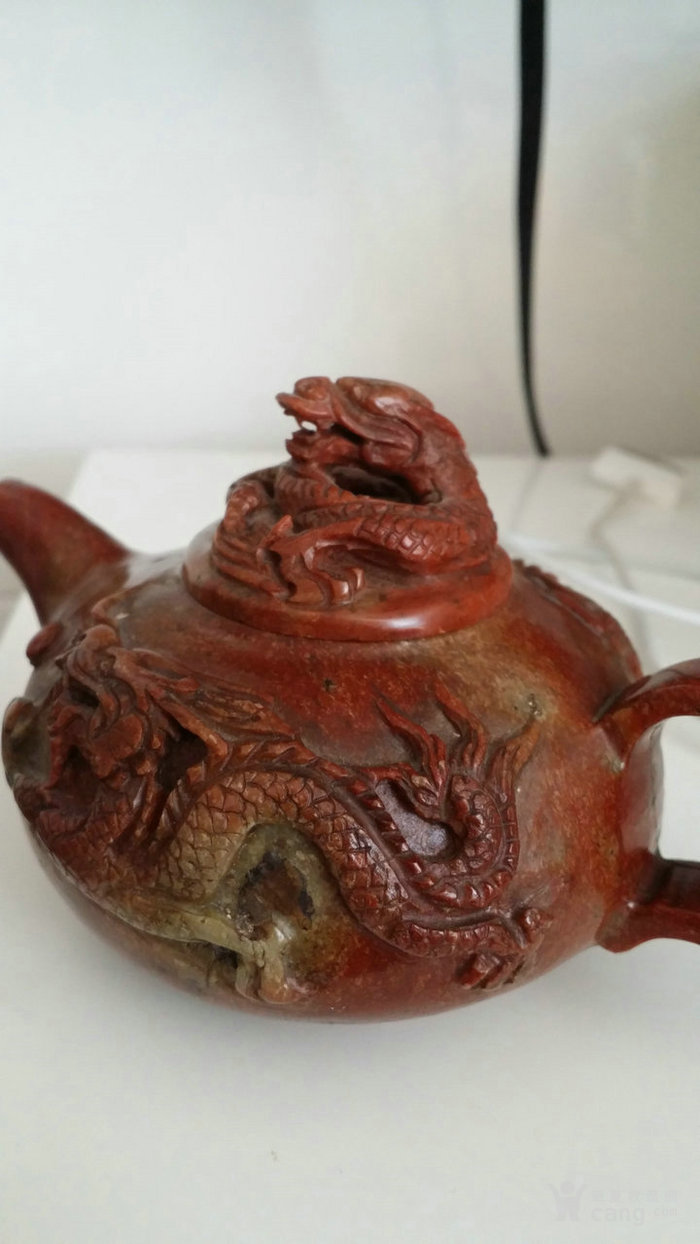 最大直径15cm价格_老寿山石芙蓉石雕龙茶壶一把 最大直径15cm图片