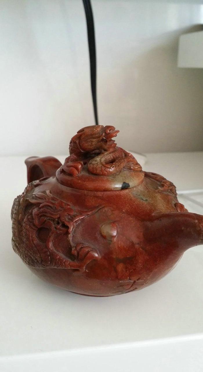 最大直径15cm价格_老寿山石芙蓉石雕龙茶壶一把 最大直径15cm图片