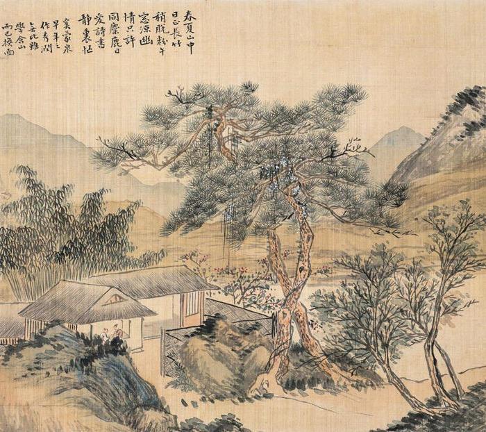 清代吴壳祥竹篱茅屋图