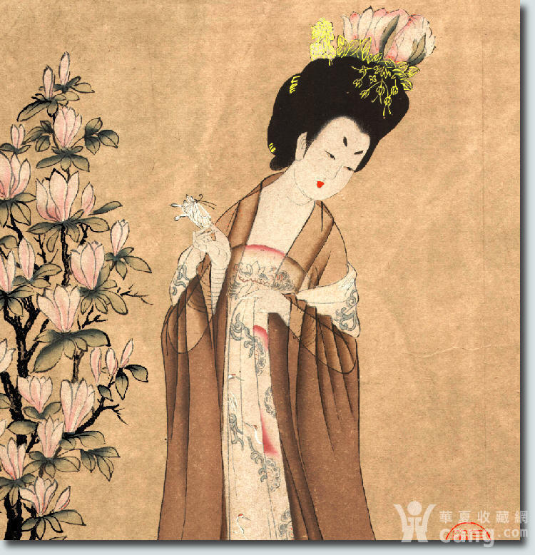 唐 周肪 簪花仕女图39x143