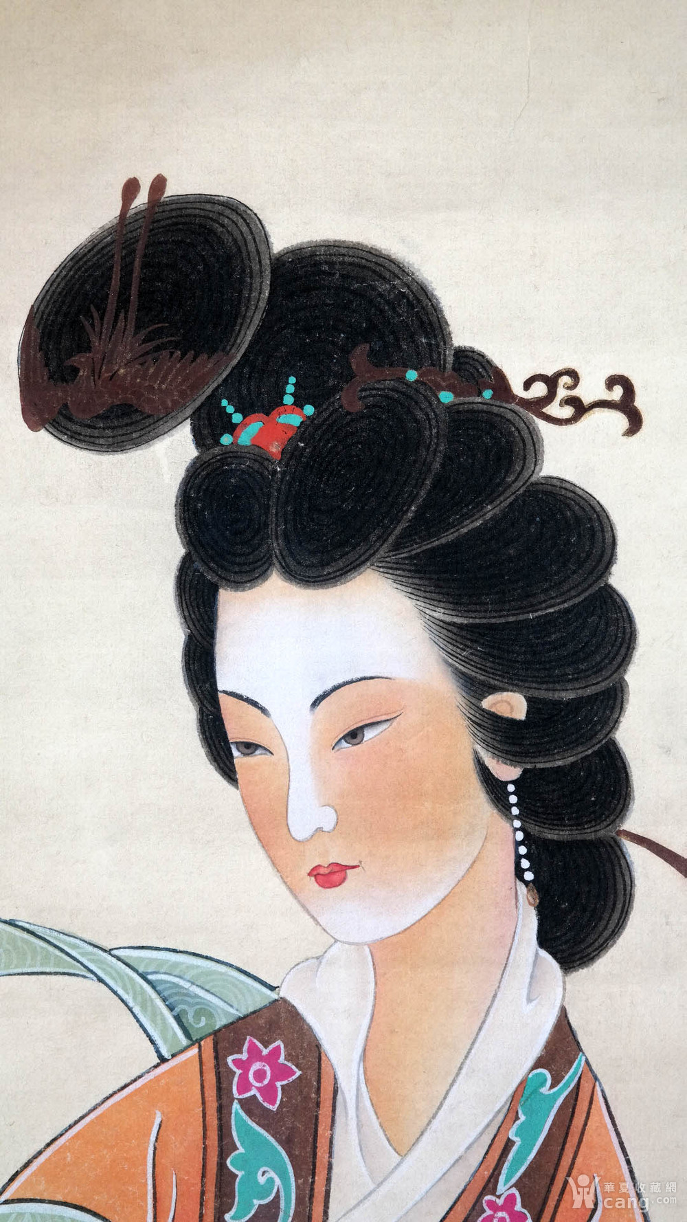 王叔晖《工笔重彩仕女画》旧裱立轴◆近现代京津画派名人字画