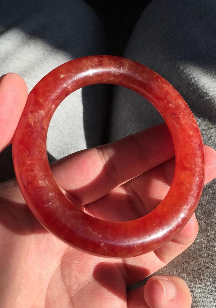 【闽越会馆】清代红翡手镯,老翡翠