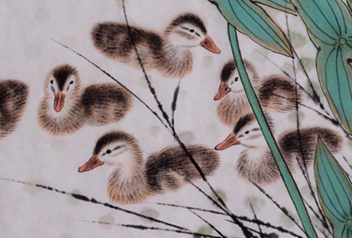 2961方楚雄动物画扇面小鸭子