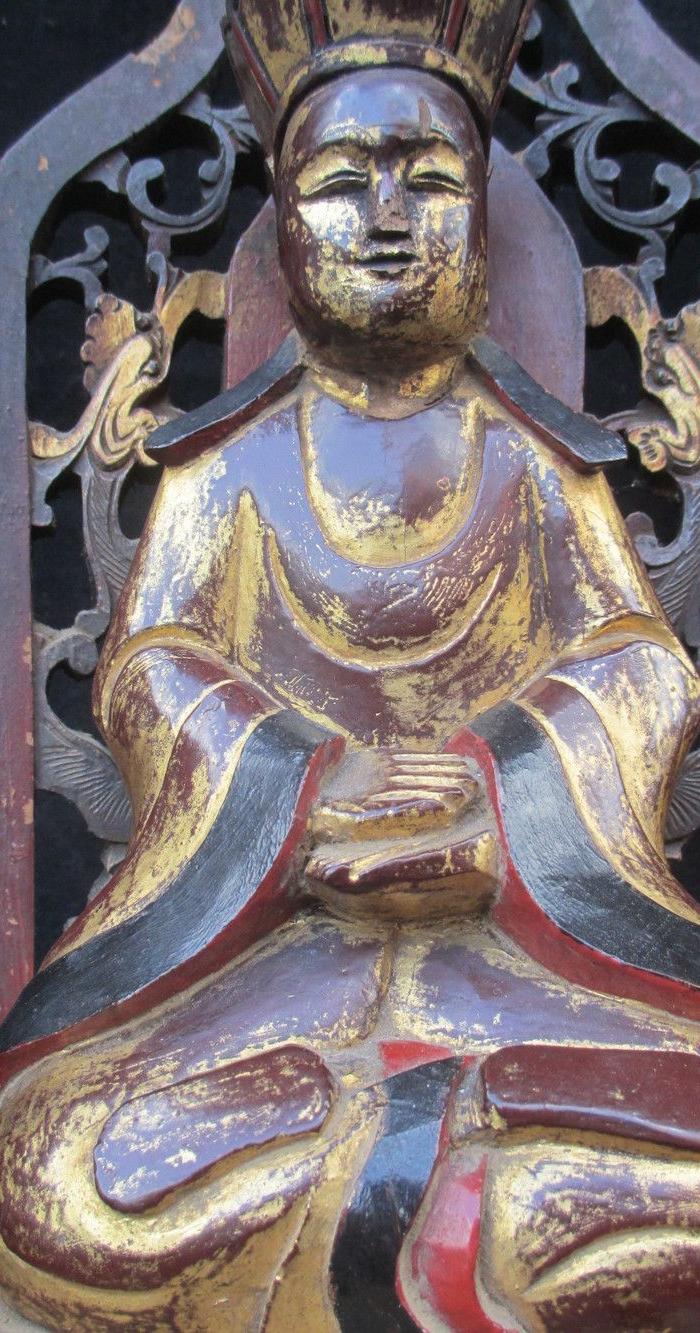 清代鎏金木雕观世音菩萨高39厘米