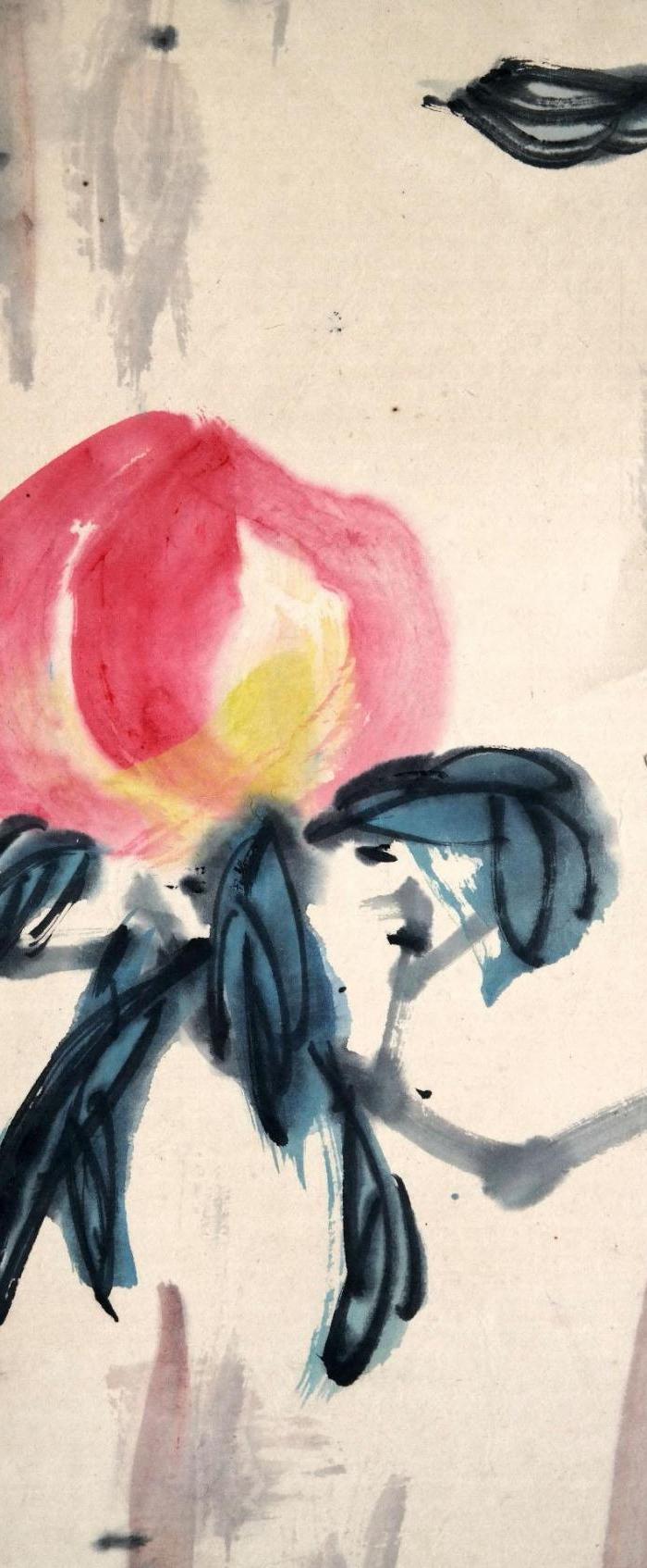 娄师白《寿桃》原托旧镜心