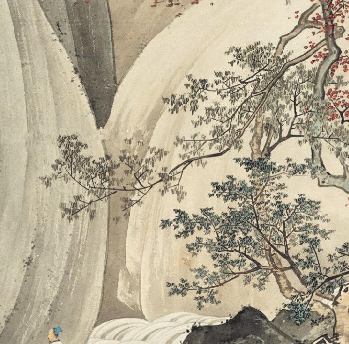 陈少梅游山听泉图